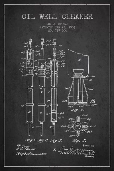 Engineering & Machinery Blueprints: Oil Well Cleaner Charcoal Patent Blueprint by Aged Pixel