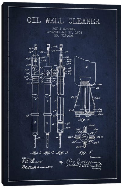 Oil Well Cleaner Navy Blue Patent Blueprint Canvas Art Print - Aged Pixel: Engineering & Machinery