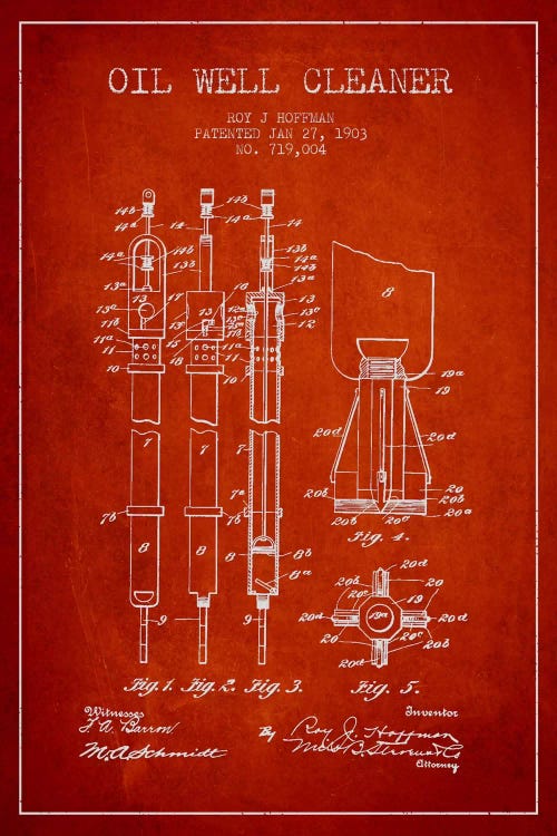 Oil Well Cleaner Red Patent Blueprint