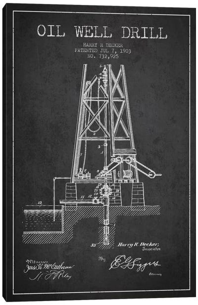 Oil Well Drill Charcoal Patent Blueprint Canvas Art Print - Engineering & Machinery Blueprints