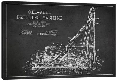 Oil Well Drilling Charcoal Patent Blueprint Canvas Art Print - Aged Pixel: Engineering & Machinery