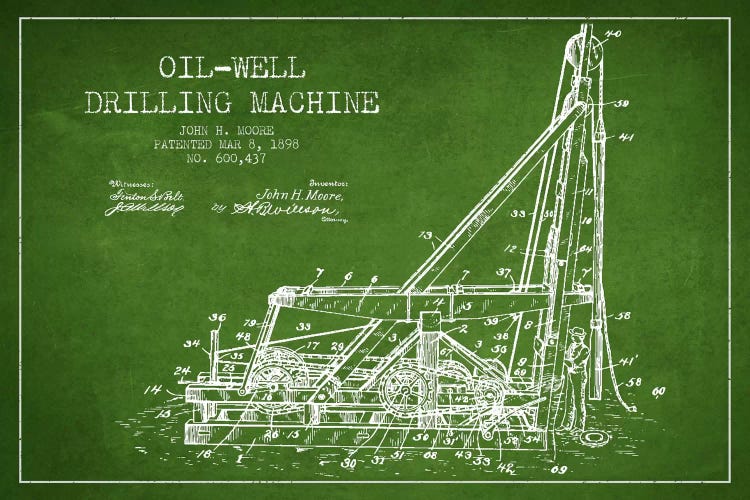 Oil Well Drilling Green Patent Blueprint