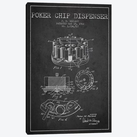 Poker Chip 3 Charcoal Patent Blueprint Canvas Print #ADP146} by Aged Pixel Art Print