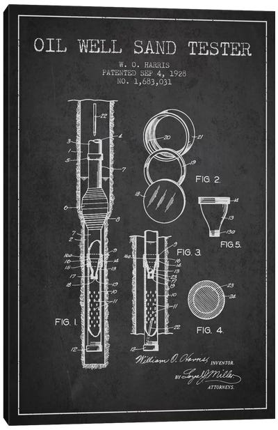 Oil Well Tester Charcoal Patent Blueprint Canvas Art Print - Aged Pixel: Engineering & Machinery