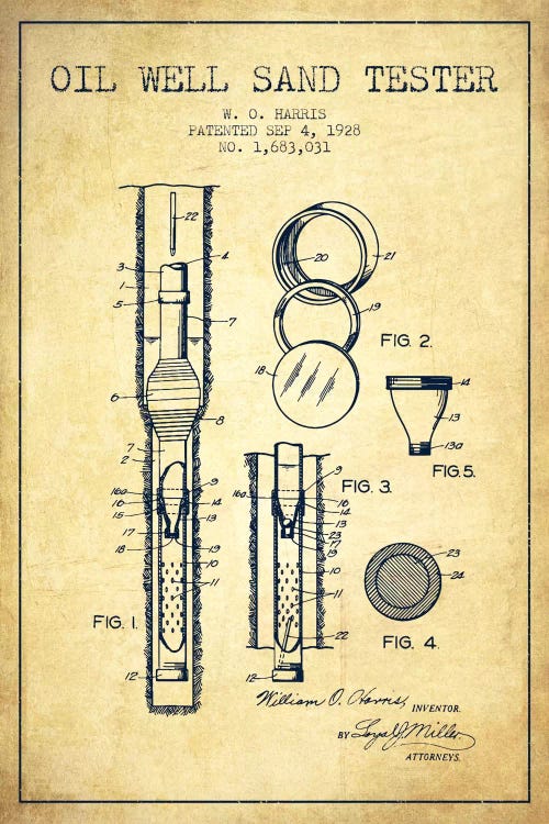 Oil Well Tester Vintage Patent Blueprint