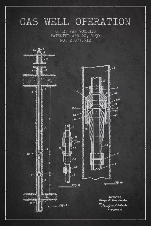 Gas Well Operation Charcoal Patent Blueprint