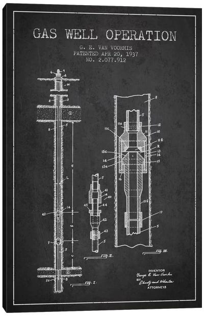 Gas Well Operation Charcoal Patent Blueprint Canvas Art Print - Engineering & Machinery Blueprints