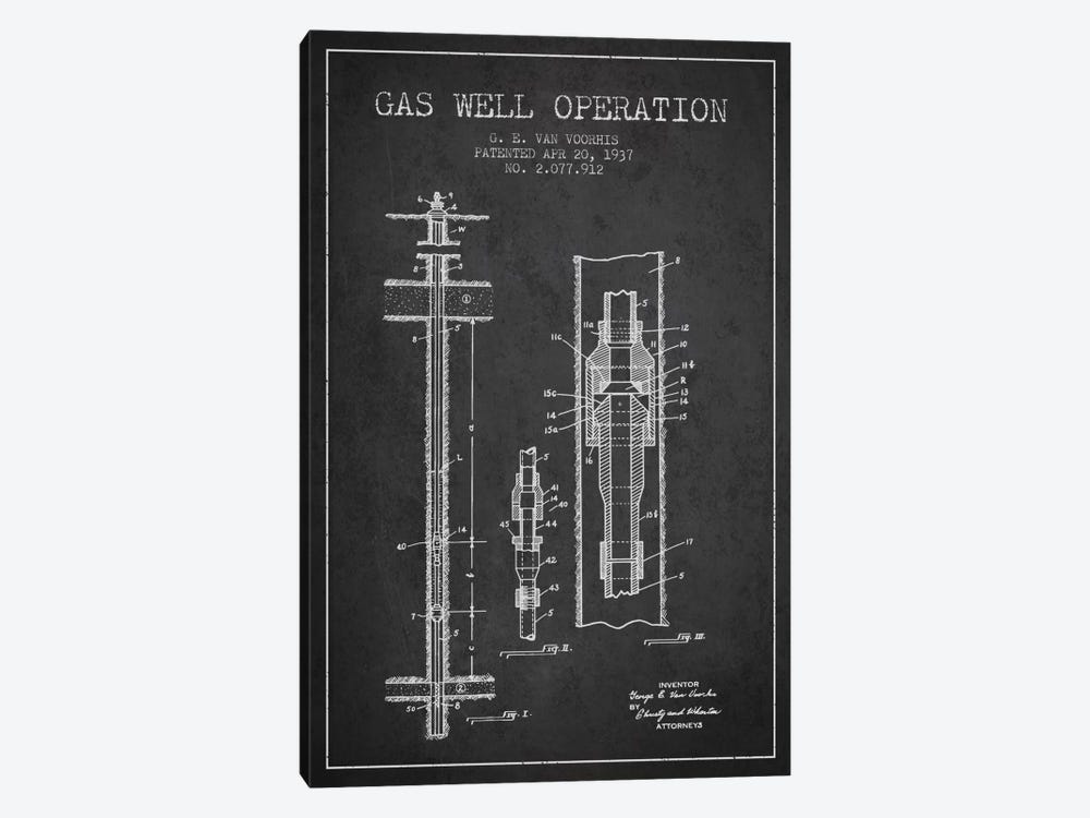 Gas Well Operation Charcoal Patent Blueprint by Aged Pixel 1-piece Art Print