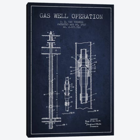 Gas Well Operation Navy Blue Patent Blueprint Canvas Print #ADP1481} by Aged Pixel Canvas Art