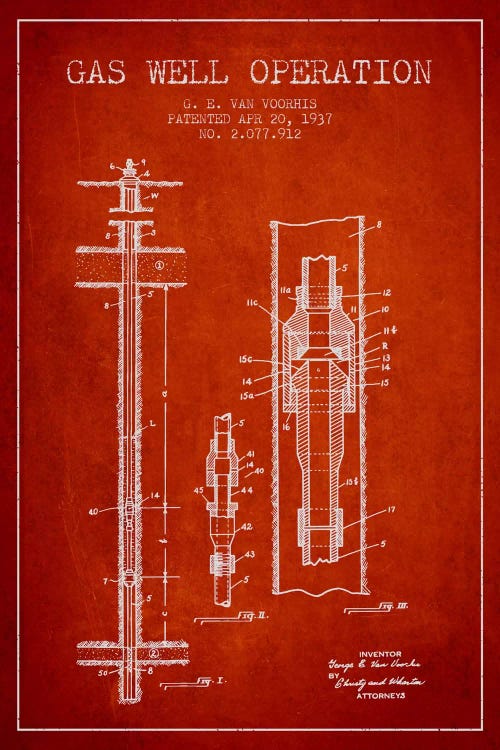 Gas Well Operation Red Patent Blueprint