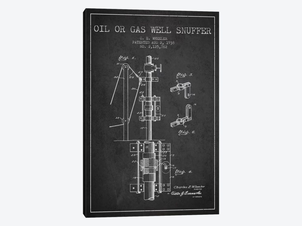Gas Oil Snuffer Charcoal Patent Blueprint by Aged Pixel 1-piece Canvas Print