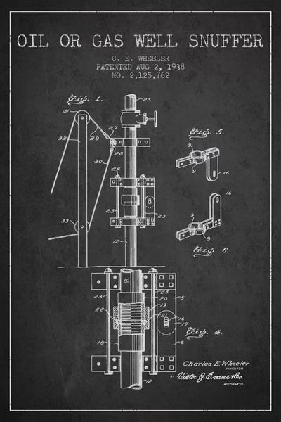 Engineering & Machinery Blueprints: Gas Oil Snuffer Charcoal Patent Blueprint by Aged Pixel