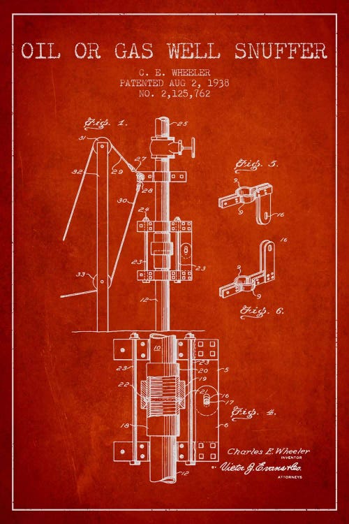 Gas Oil Snuffer Red Patent Blueprint