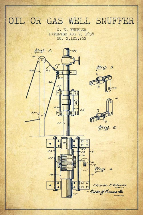 Gas Oil Snuffer Vintage Patent Blueprint