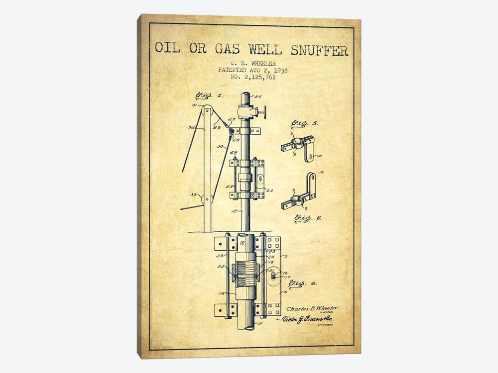 Gas Oil Snuffer Vintage Patent Blueprint by Aged Pixel 1-piece Art Print