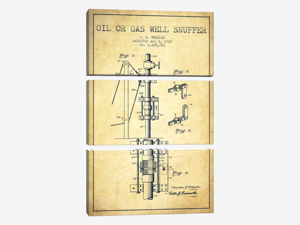 Gas Oil Snuffer Vintage Patent Blueprint by Aged Pixel 3-piece Art Print