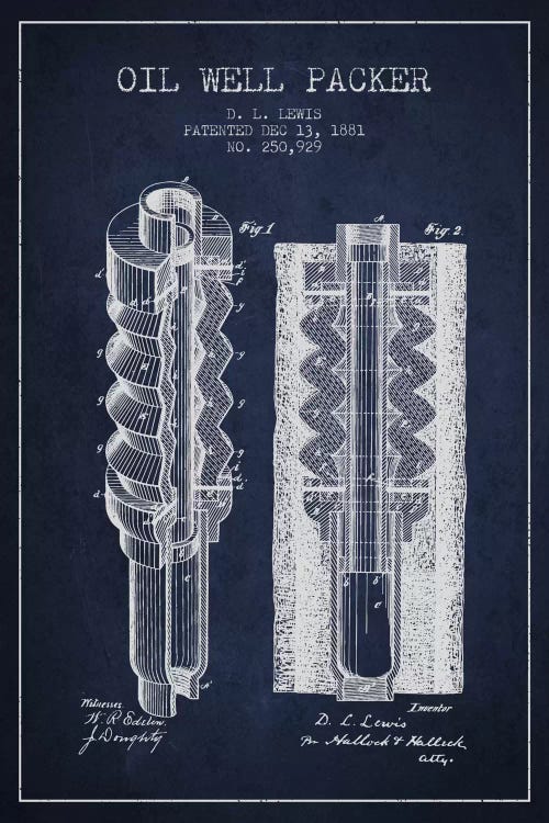 Oil Packer Navy Blue Patent Blueprint