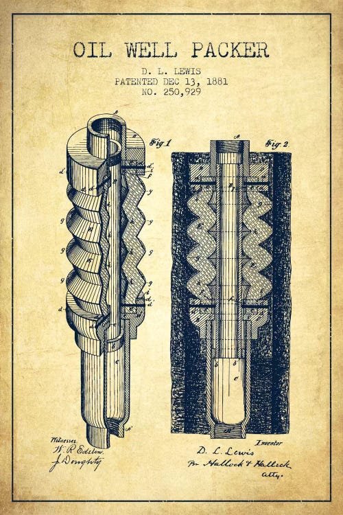 Oil Packer Vintage Patent Blueprint