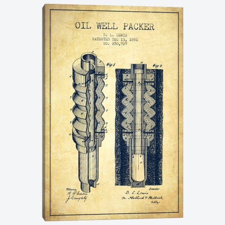 Oil Packer Vintage Patent Blueprint Canvas Print #ADP1493} by Aged Pixel Art Print