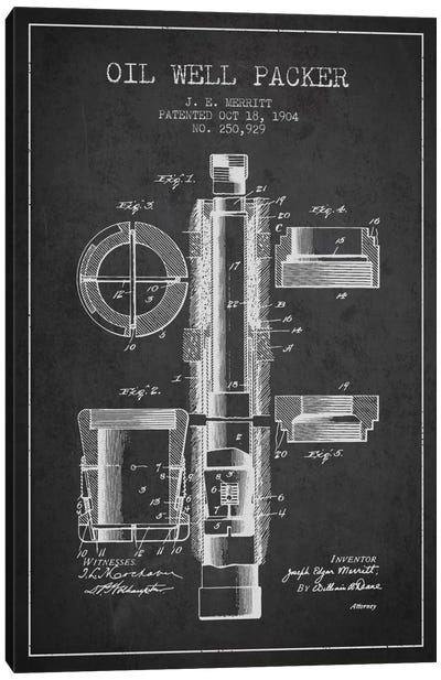 Oil Packer Charcoal Patent Blueprint Canvas Art Print - Engineering & Machinery Blueprints