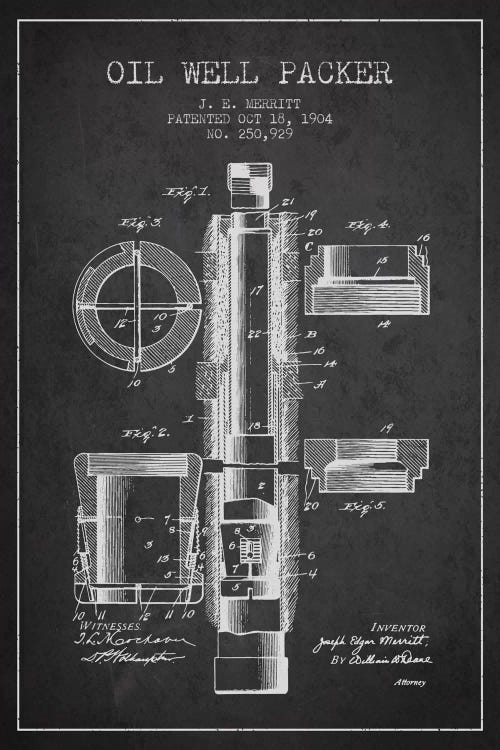 Oil Packer Charcoal Patent Blueprint