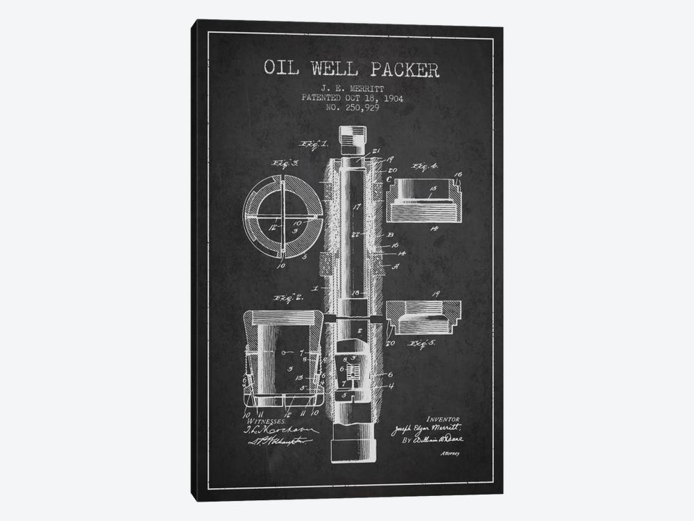 Oil Packer Charcoal Patent Blueprint by Aged Pixel 1-piece Canvas Wall Art