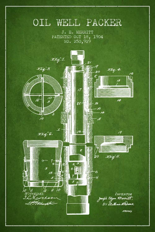 Oil Packer Green Patent Blueprint