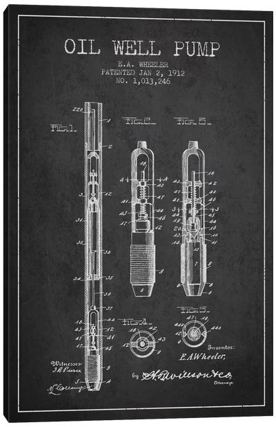 Oil Well Pump Charcoal Patent Blueprint Canvas Art Print - Engineering & Machinery Blueprints