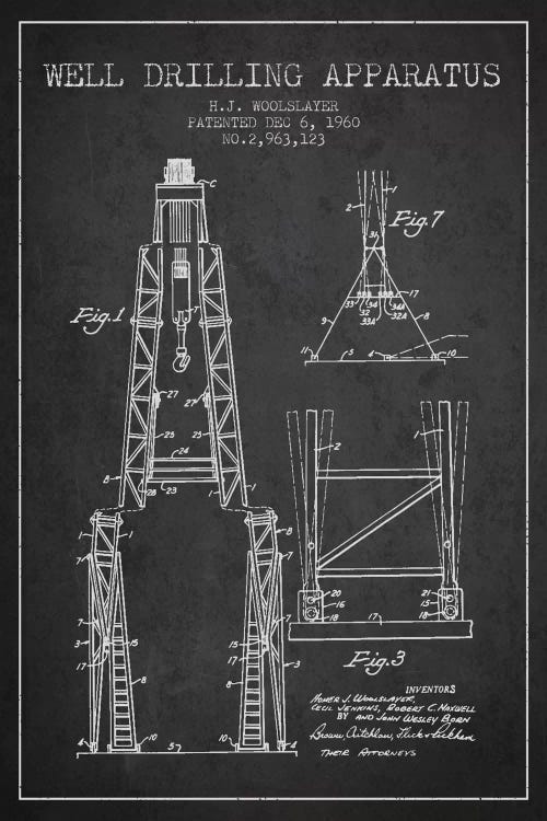 Drilling Apparatus Dark Patent Blueprint