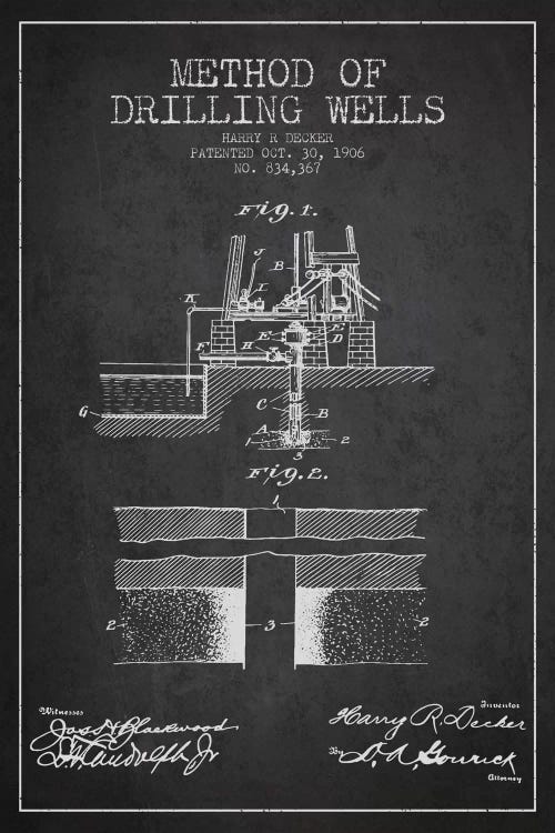 Method Drilling Wells Charcoal Patent Blueprint