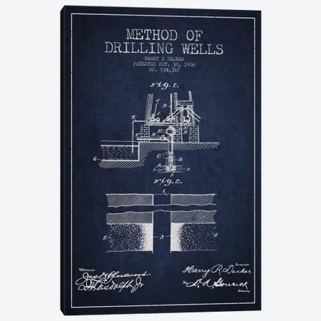 Method Drilling Wells Navy Blue Patent Blueprint Canvas Print #ADP1521} by Aged Pixel Canvas Art Print