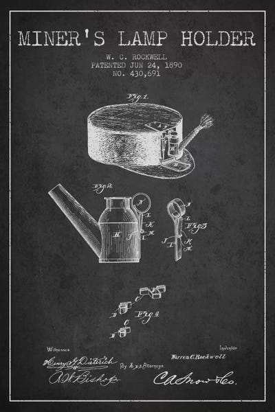 Electronics & Communication Blueprints: Miners Lamp 2 Charcoal Patent Blueprint by Aged Pixel