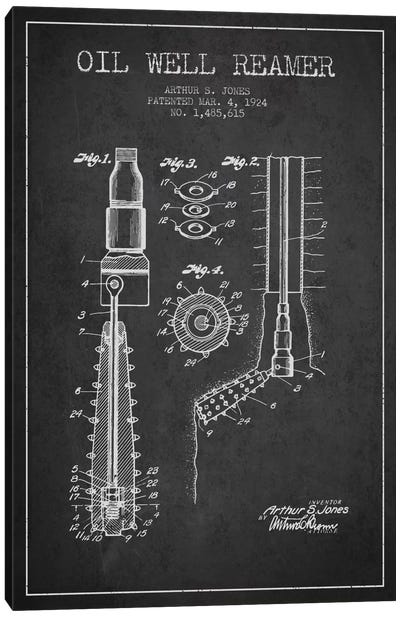 Oil Well Reamer Charcoal Patent Blueprint Canvas Art Print - Engineering & Machinery Blueprints