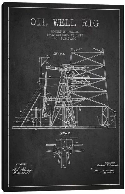 Oil Well Rig 1 Charcoal Patent Blueprint Canvas Art Print - Engineering & Machinery Blueprints