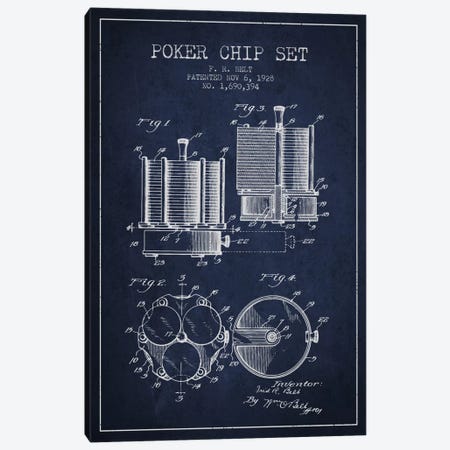 Poker Chips 1 Navy Blue Patent Blueprint Canvas Print #ADP153} by Aged Pixel Canvas Art Print