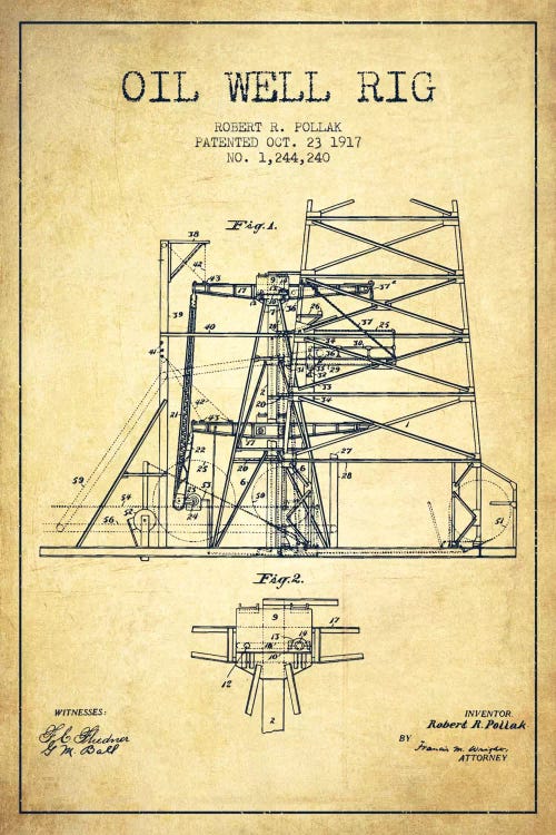 Oil Well Rig 1 Vintage Patent Blueprint