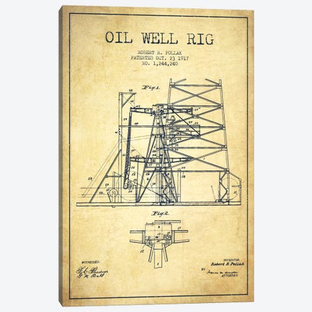 Oil Well Rig 1 Vintage Patent Blueprint Canvas Print #ADP1543} by Aged Pixel Canvas Print