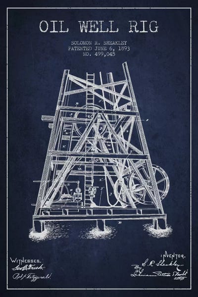 Oil Well Rig Patent Blueprint by Aged Pixel metal wall art