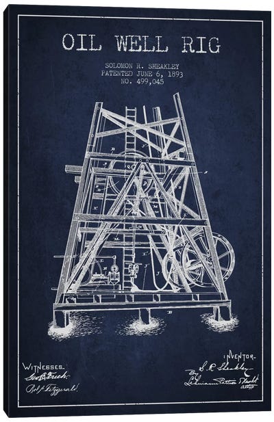 Oil Well Rig Patent Blueprint Canvas Art Print - Aged Pixel: Engineering & Machinery