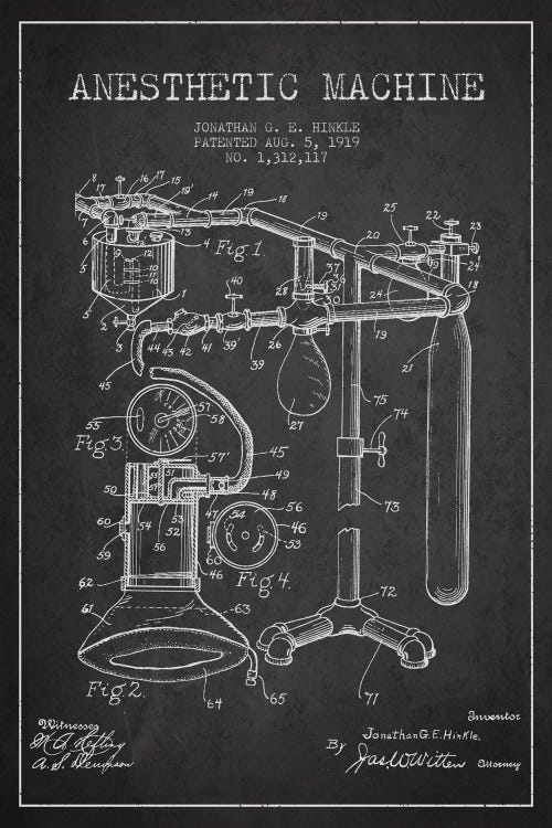 Anesthetic Machine Charcoal Patent Blueprint