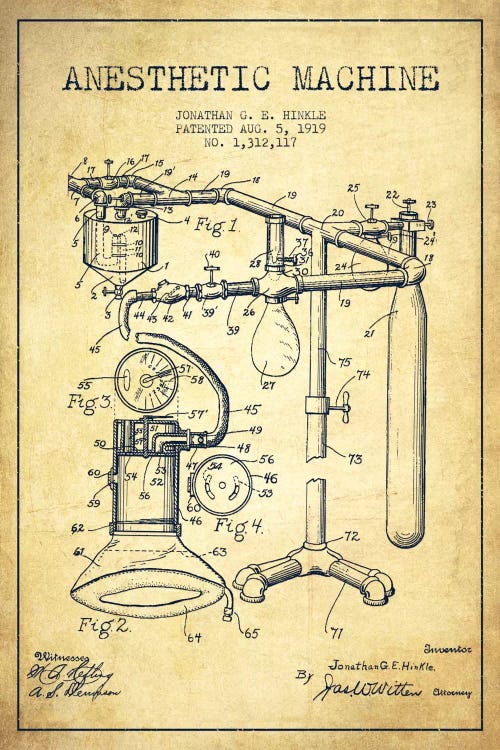 Anesthetic Machine Vintage Patent Blueprint