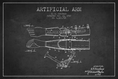 Artificial Arm Charcoal Patent Blueprint by Aged Pixel canvas print