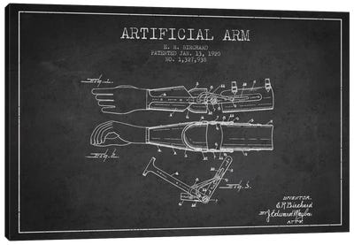 Artificial Arm Charcoal Patent Blueprint Canvas Art Print - Medical & Dental Blueprints