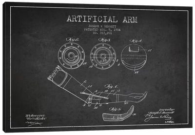 Artificial Arm Charcoal Patent Blueprint Canvas Art Print - Medical & Dental Blueprints