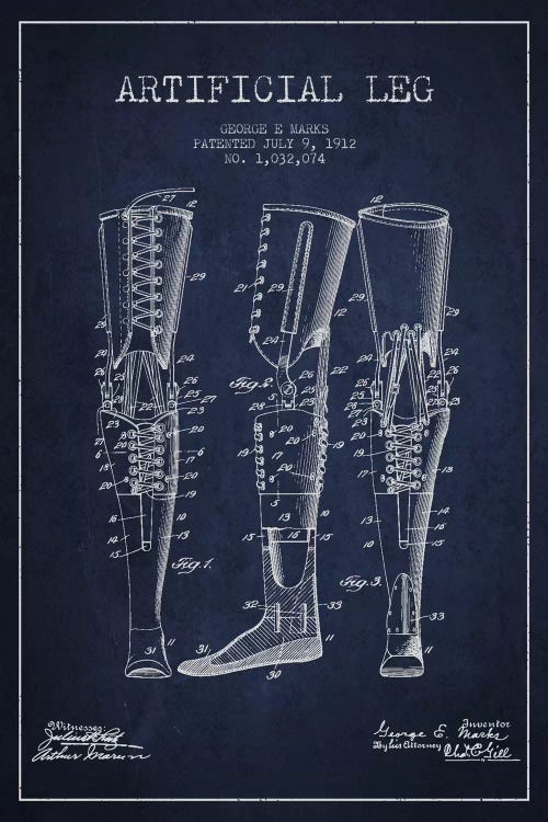 Artificial Leg Navy Blue Patent Blueprint