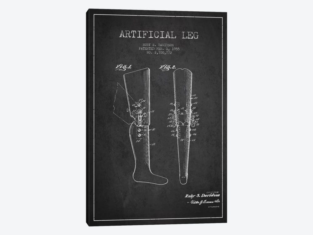 Artificial Leg Charcoal Patent Blueprint by Aged Pixel 1-piece Art Print