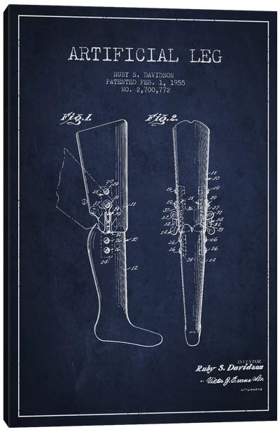 Artificial Leg Navy Blue Patent Blueprint Canvas Art Print - Aged Pixel: Medical & Dental