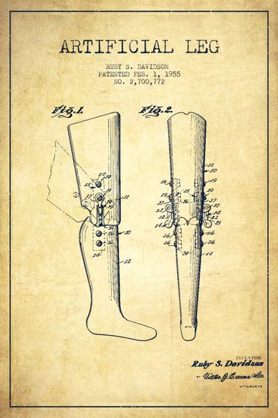 Artificial Leg Vintage Patent Blueprint