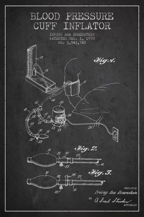 Blood Pressure Charcoal Patent Blueprint by Aged Pixel wall art