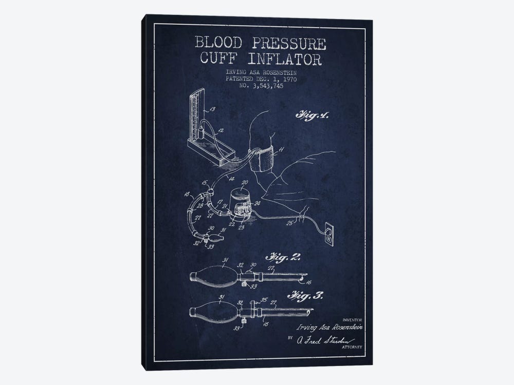 Blood Pressure Navy Blue Patent Blueprint by Aged Pixel 1-piece Art Print